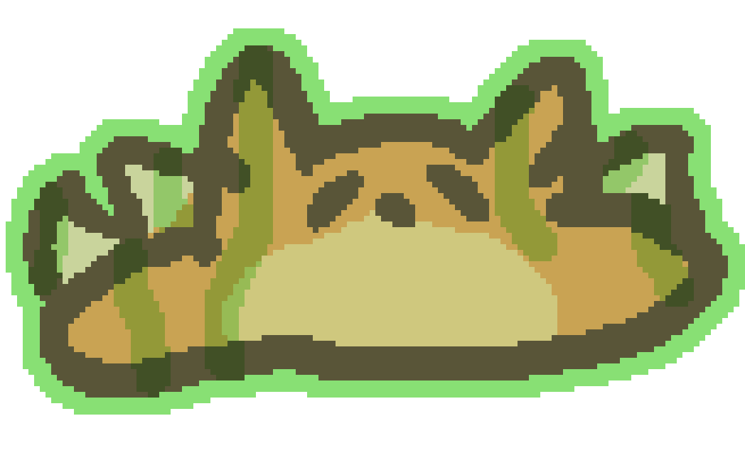 a three tailed fox turning into a puddle of green slime