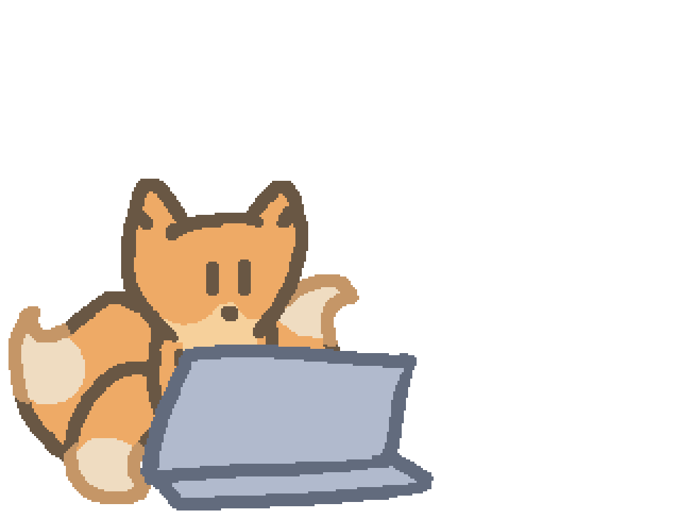a three tailed fox drawing on a drawing tablet