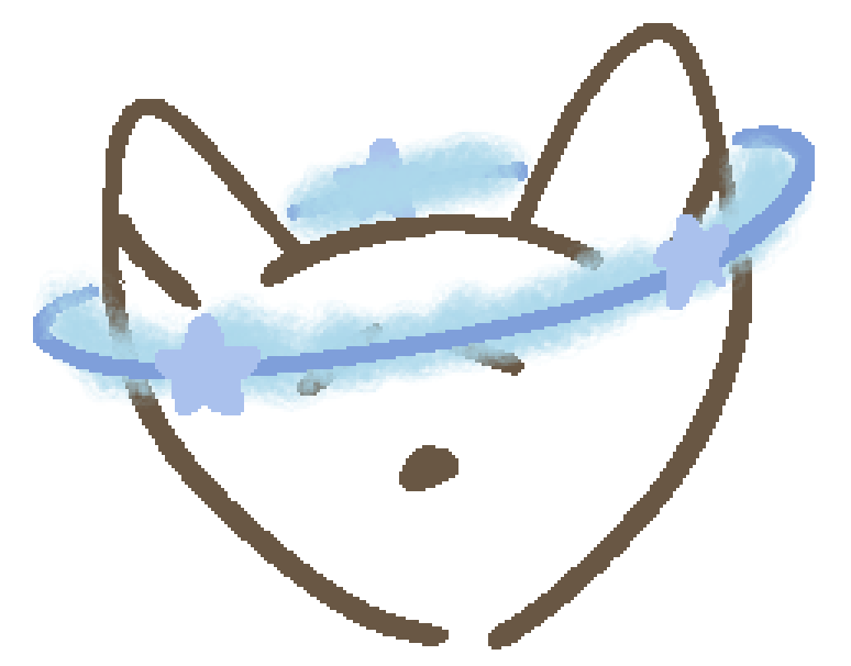 a fox with a ring of fog and stars around their head