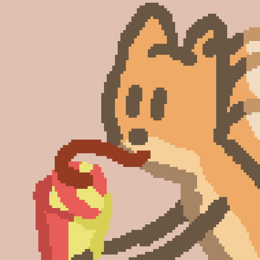 a three tailed fox agressively licking a calippo ice lolly