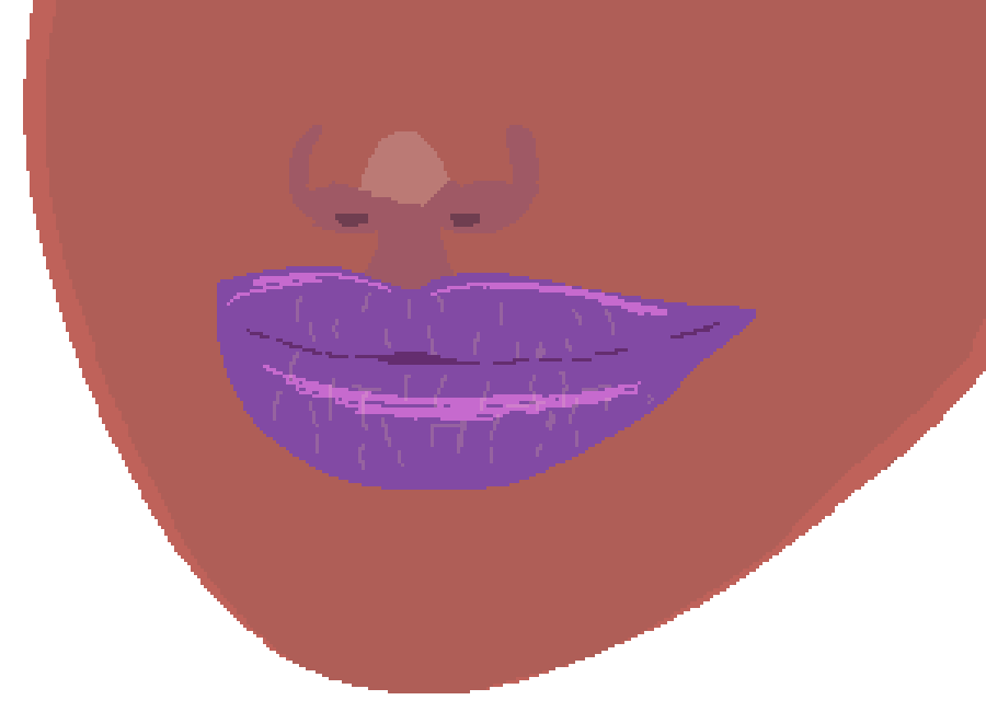 purple lipstick on a dark skinned person