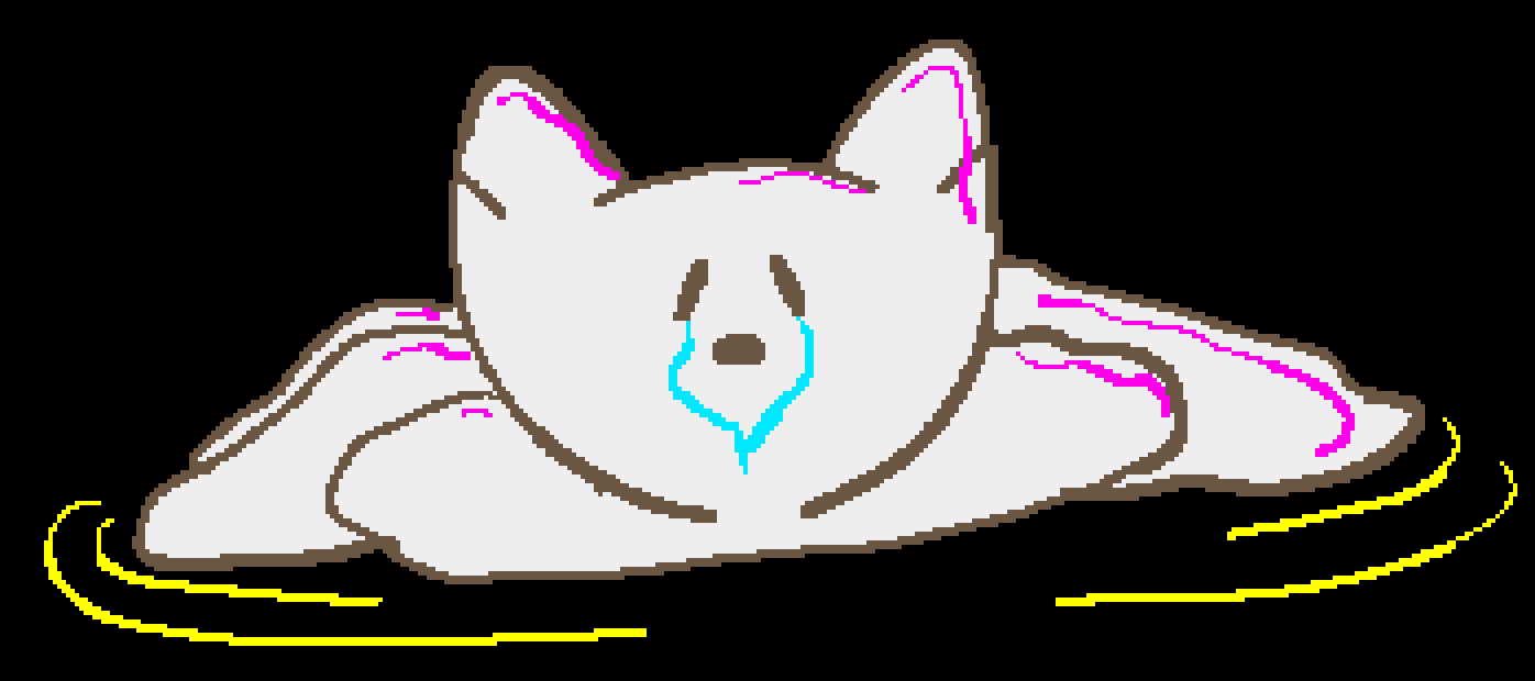 a three tailed fox, crying and melted into a blob