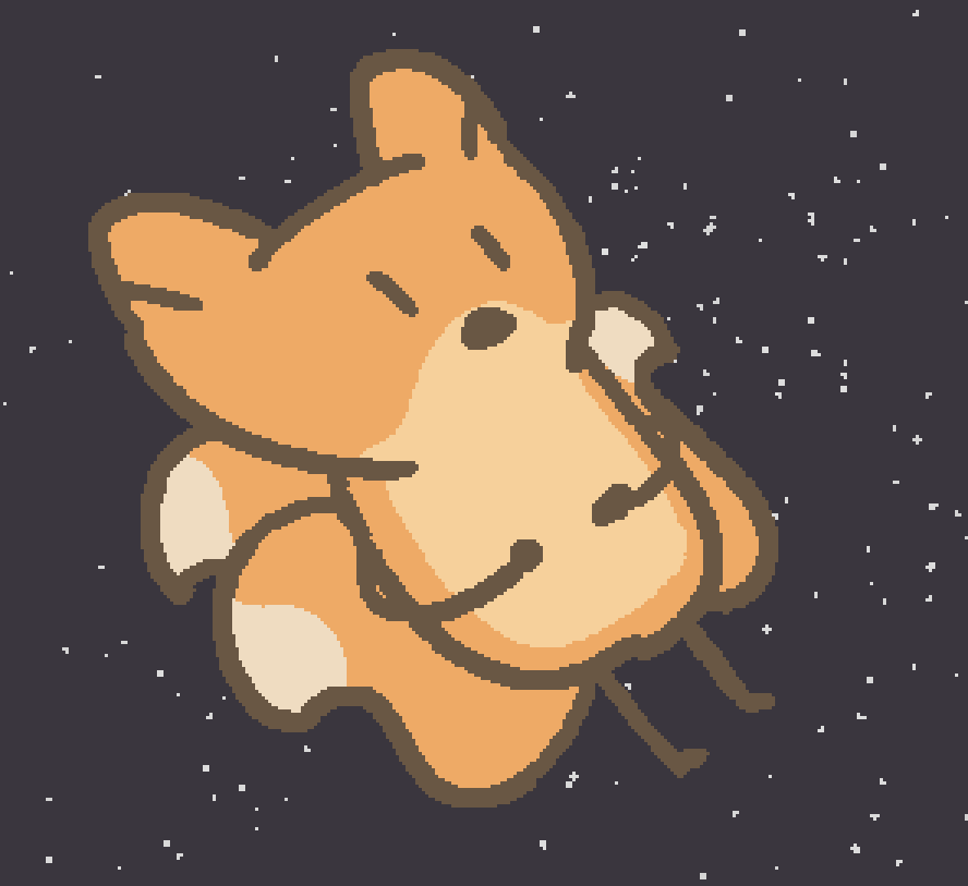 a fox floating in space, shimmering