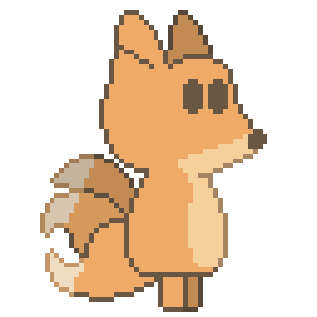 a three tailed fox in a game pixel sprite like style