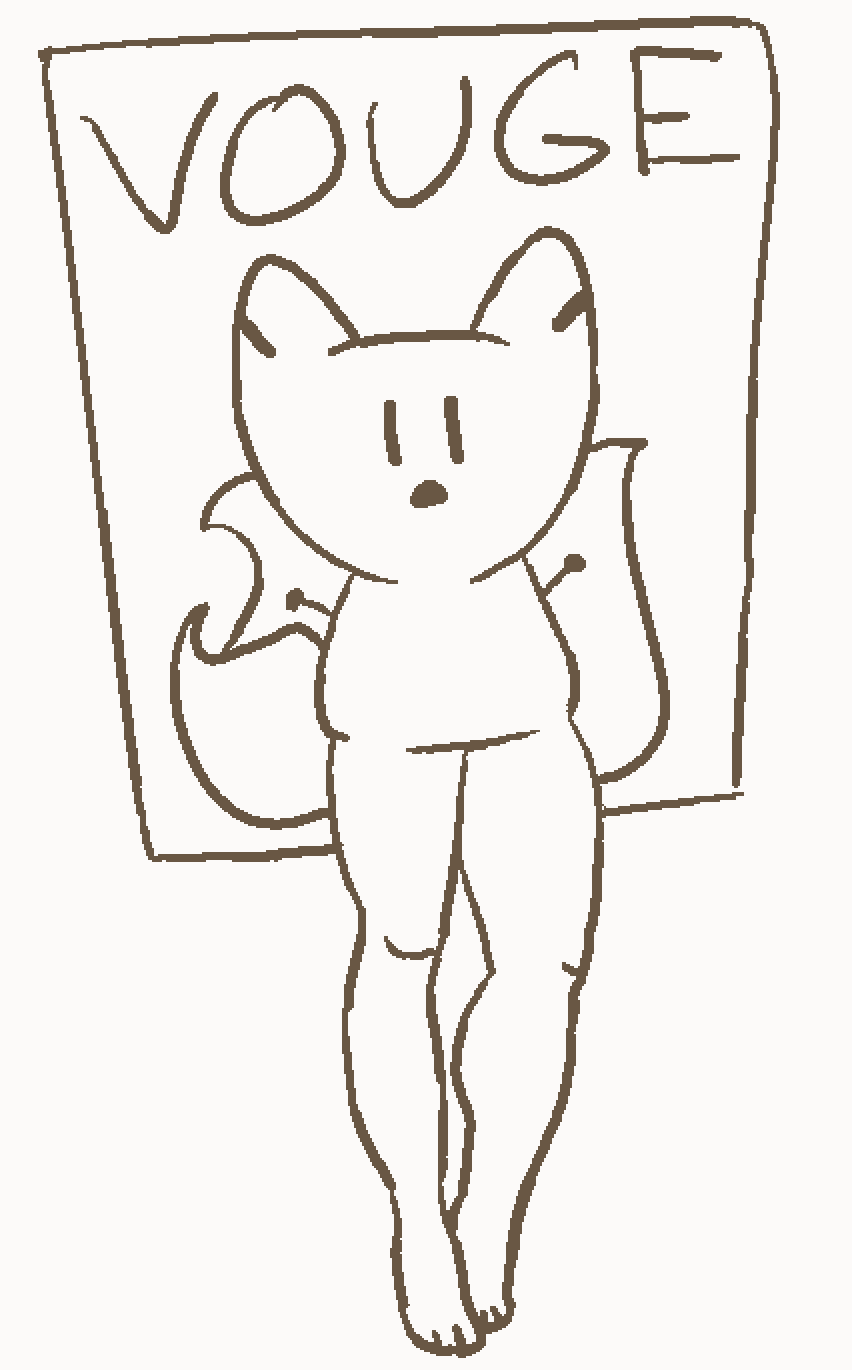 a cartoonish 3 tailed fox with long muscly human legs