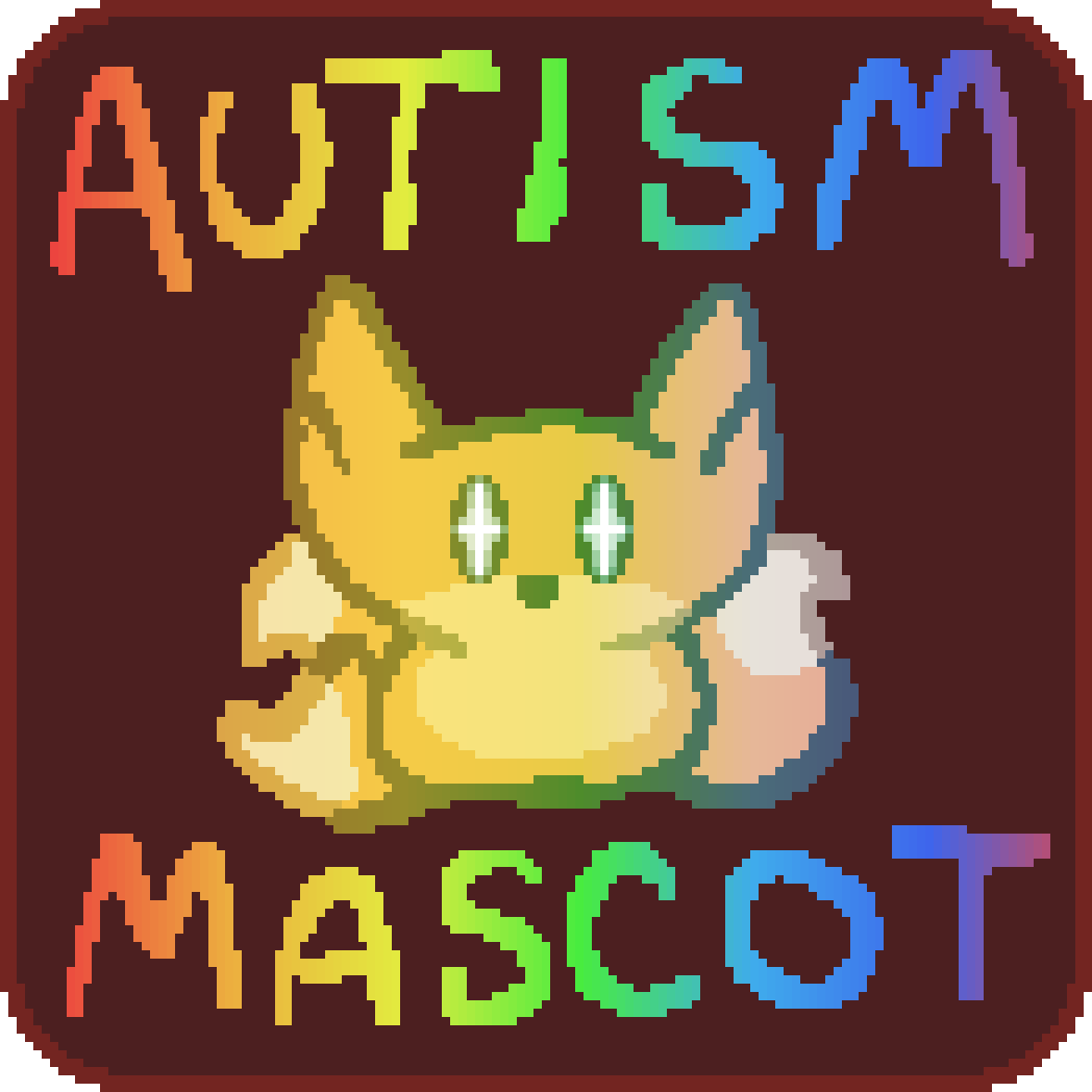 beefox tinted rainbow, with autism mascot as text around star, star eyes filled with stars