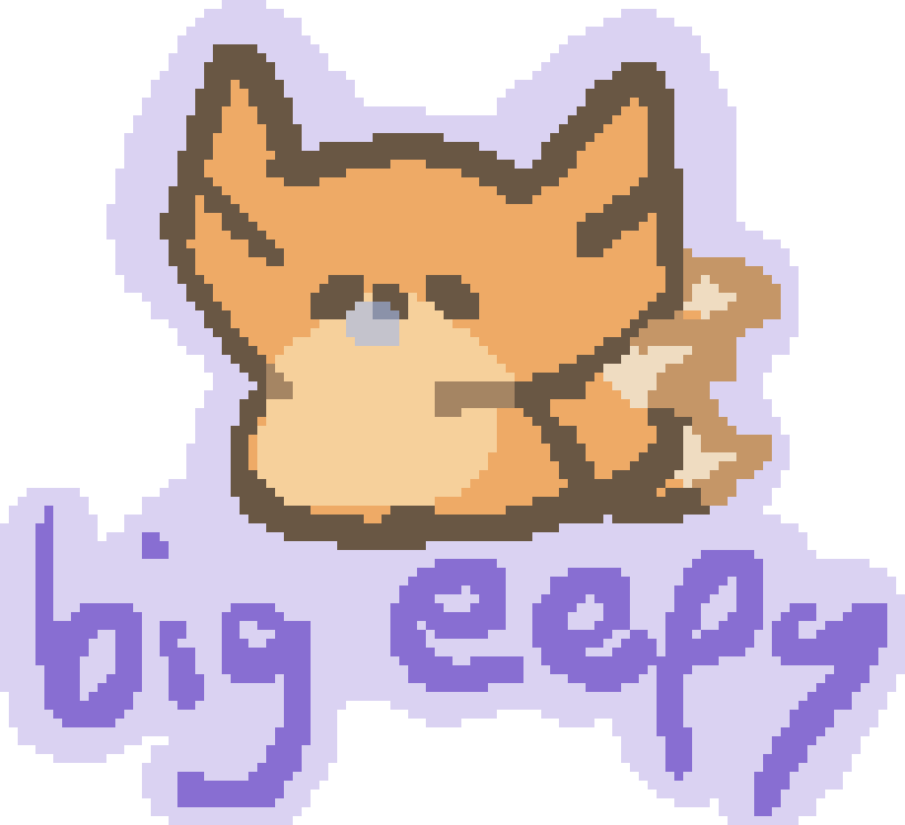 a three tailed fox snoozing with a sleep bubble by them, and the text "big eepy" below them.