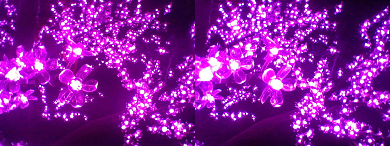 stereoscopic image of a glass cherry blossom tree