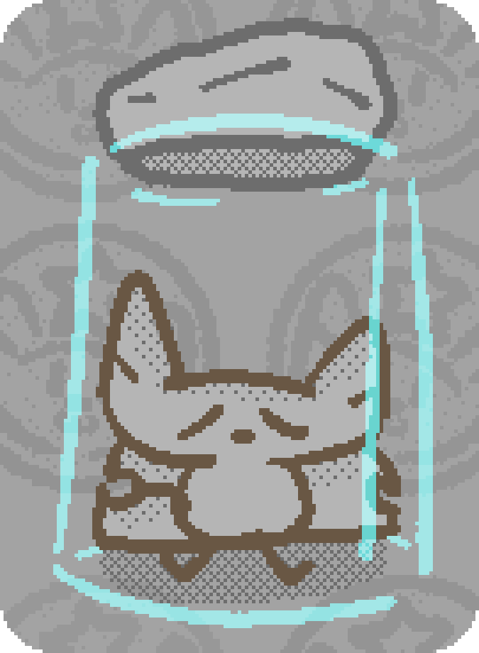 beefox under a cup with a rock on it, star is not looking too happy