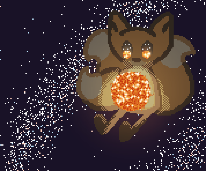 beefox sitting in space staring at a star in star lap