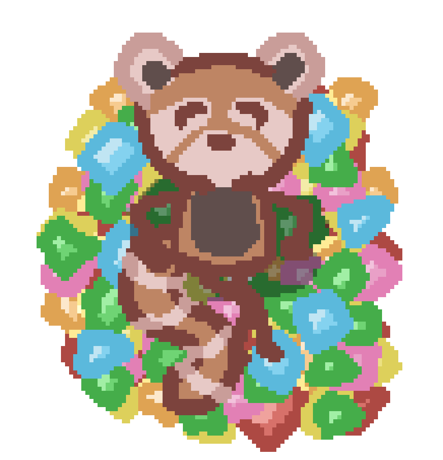 a red panda sitting on a throne made of gems