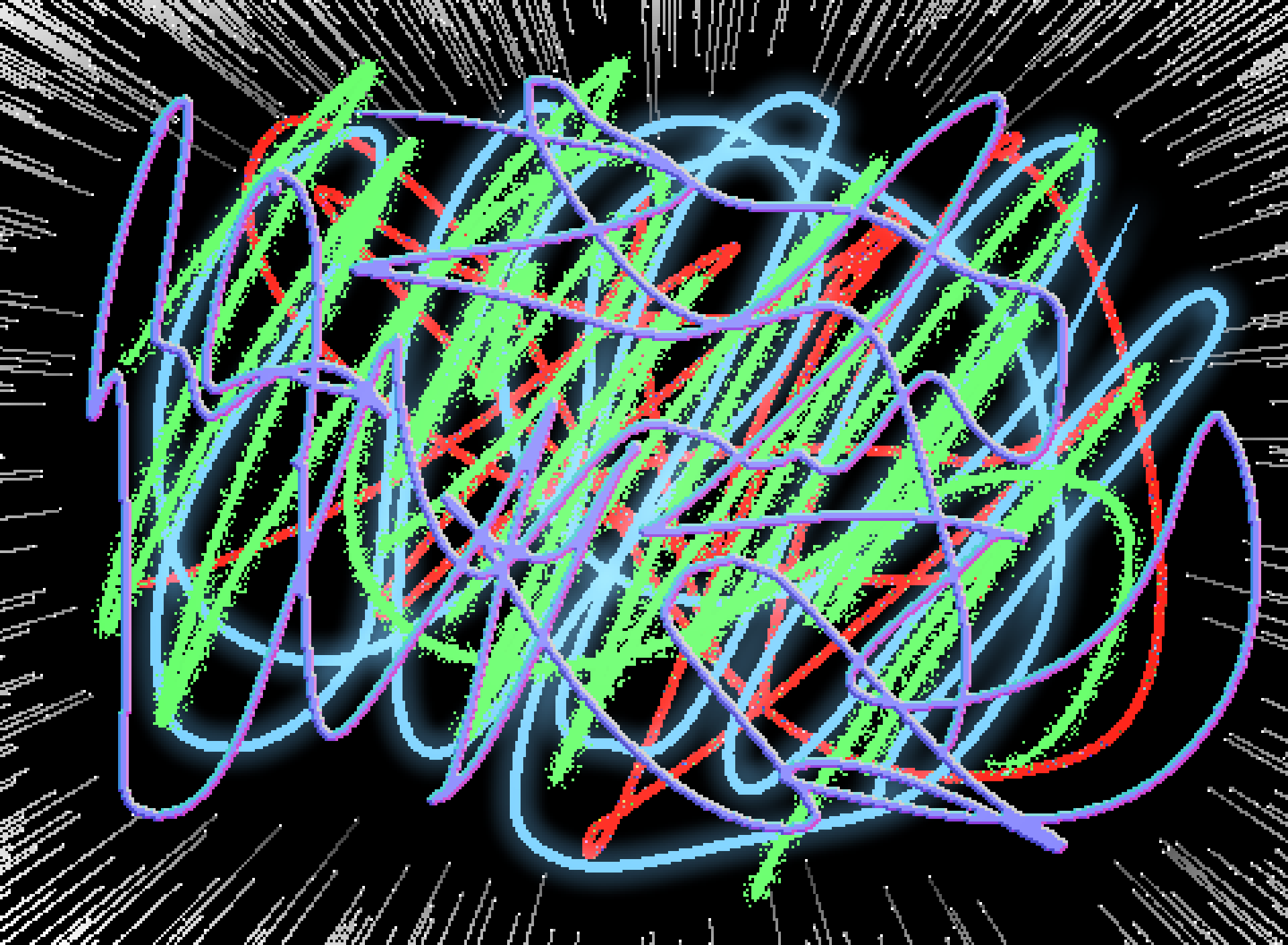 abstract art of scribbles in different forms with different effects and on a starstreaked background