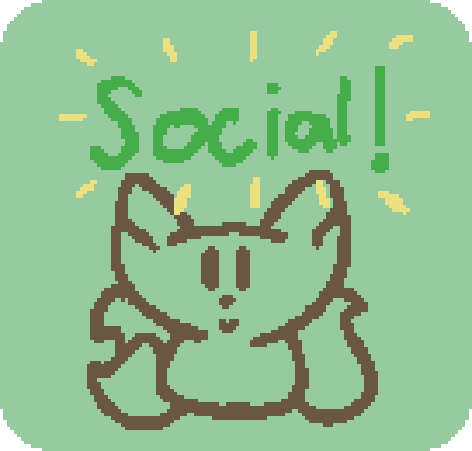 beefox smiling with the word "social" above them