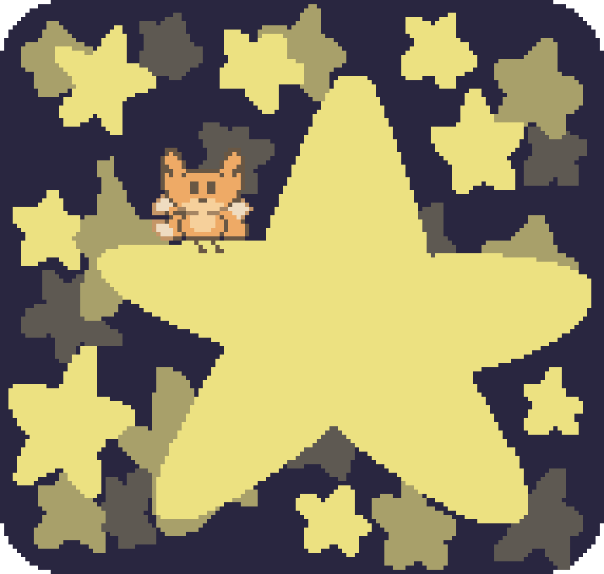 beefox sitting on a large star surrounded by many other stars.