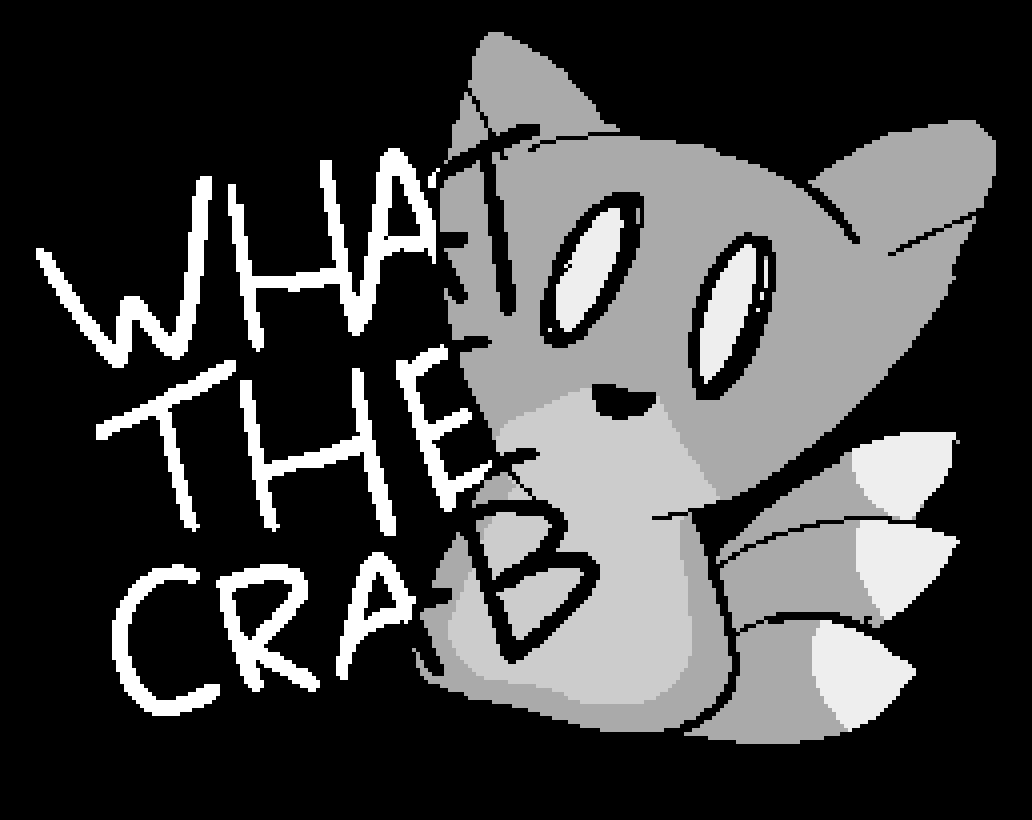 a grayscale image of a shocked three tailed fox saying "what the crab"
