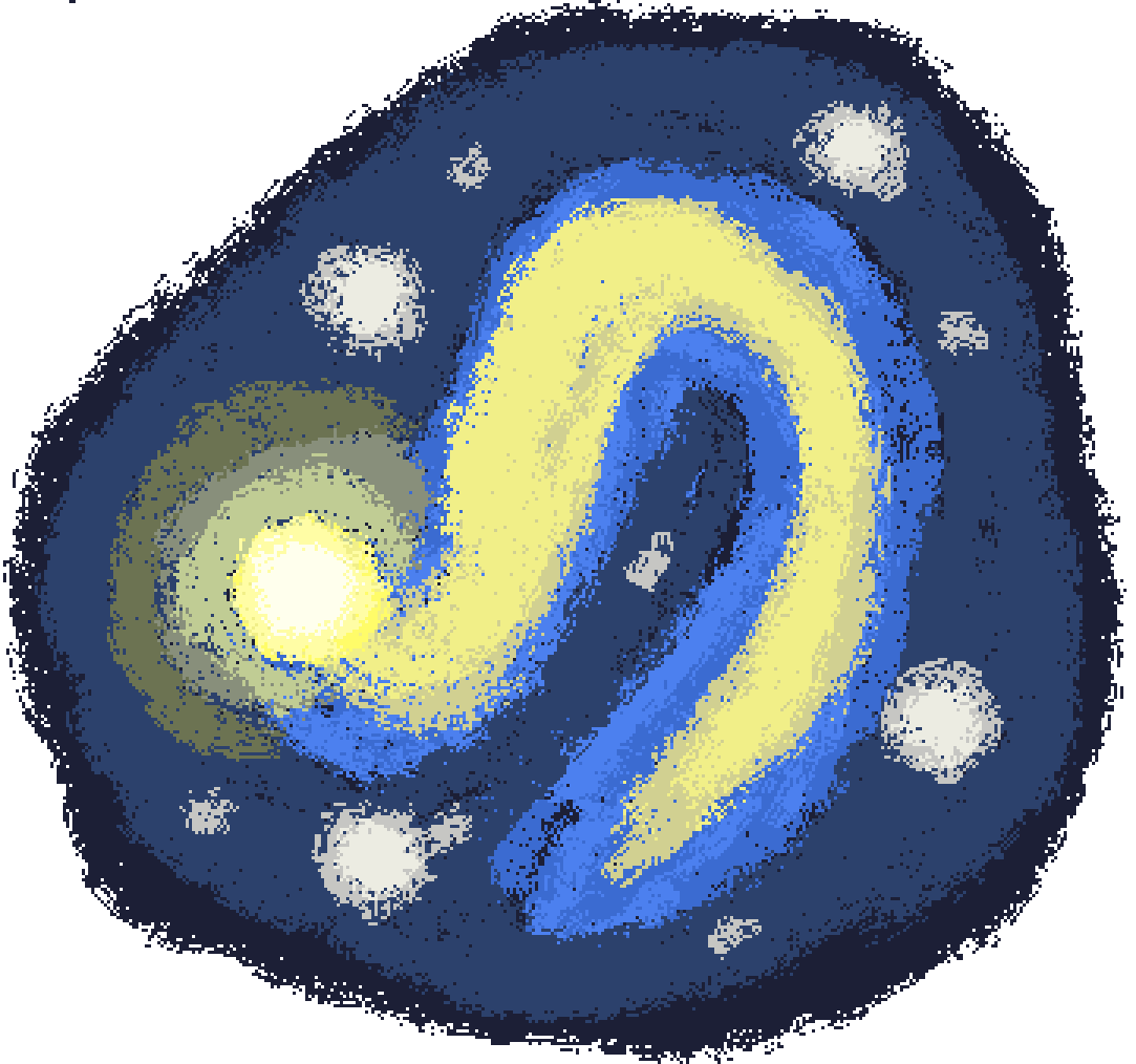 a comet in space in the style of van gogh in pixel art