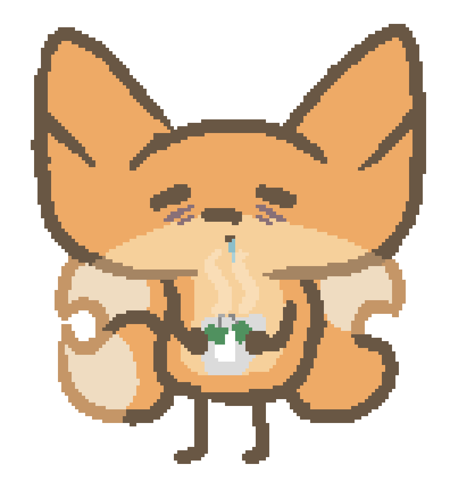 bee looking exhausted drinking from a mug with two tea bags hanging out of it