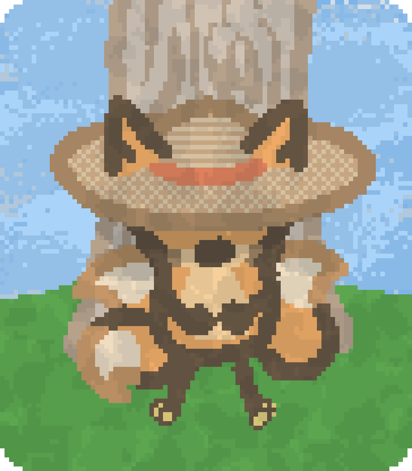 bee wearing a straw sunhat and taking a nap under the shade of a tree