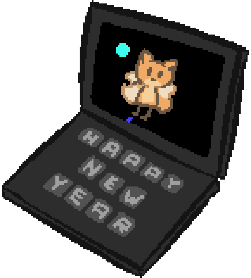 a laptop with bee bobbing up and down on its screen backed by fireworks, the keyboard spells happy new year