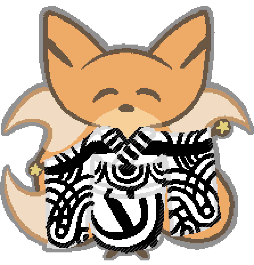 bee wearing a black and white kimono of geometric patterns
