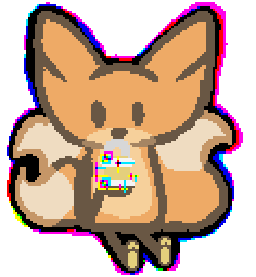 bee looking at a lock with some white rings on it. neon shapes are surrounding the lock, measuring it