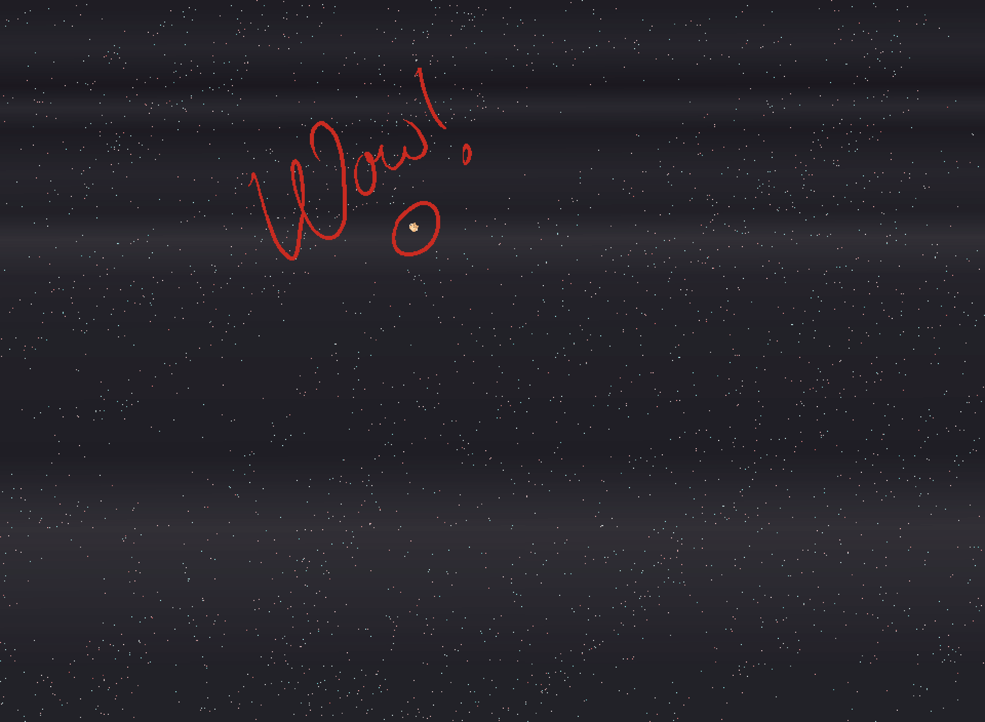 an image of space printed out with red marker reading 