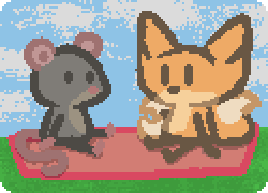 bee and a rat sitting on a blanket in a field, chattering about something in auslan