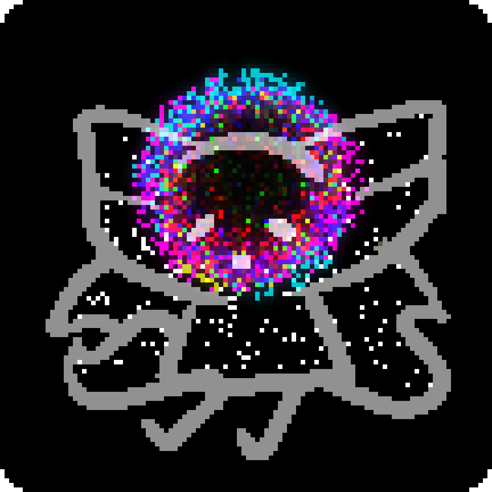 bee made up of stars and a vibrant ring of various neon colours