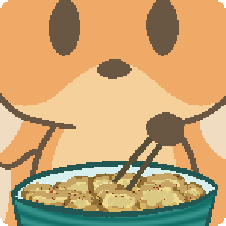 bee eating chicken pieces covered in a hot honey source out of a bowl with chopsticks