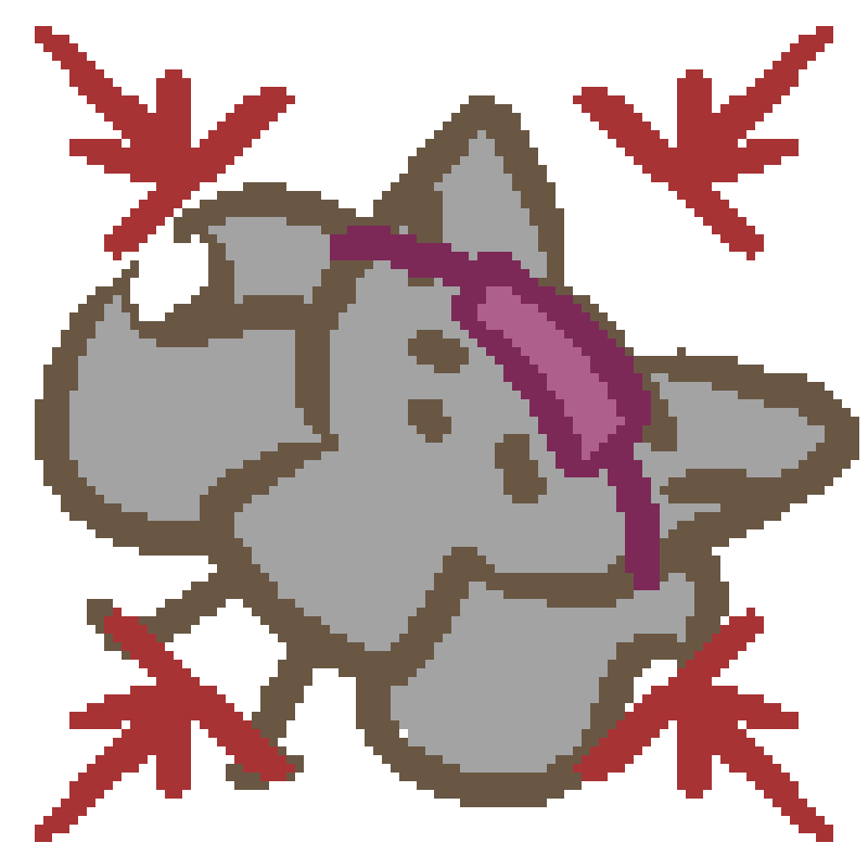 bee wearing a purple ice pack with red arrows indicating a crushing force from all angles