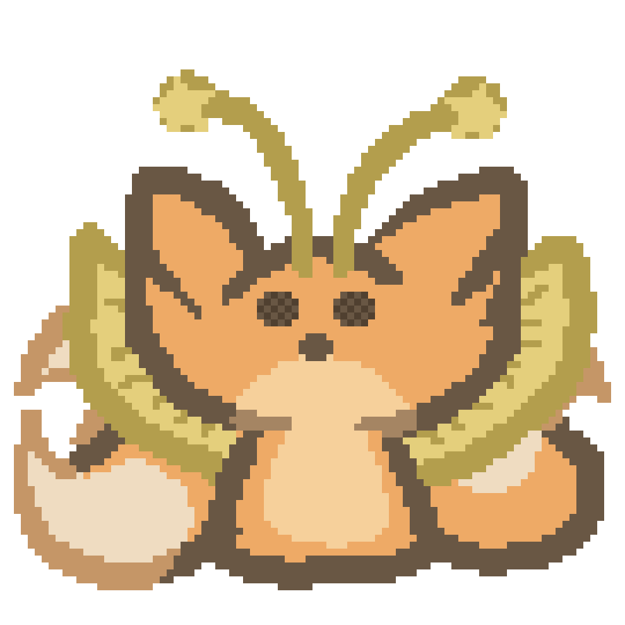 bee with yellow wings, antena with stars on them, and compound eyes