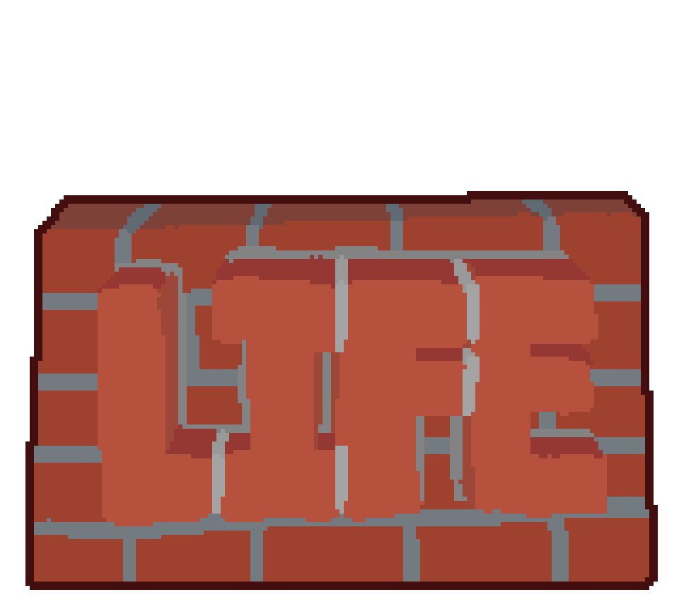 bee jumping up and down behind a brick wall with the text life on it