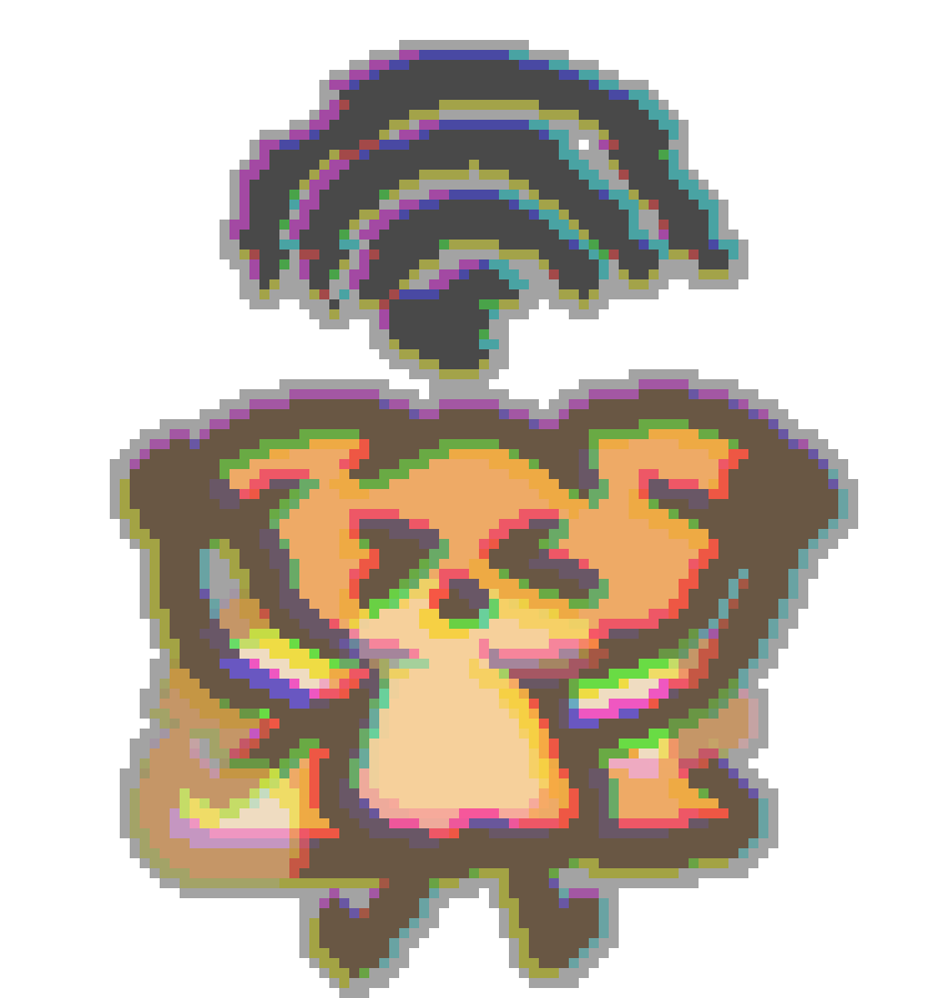 bee covering and pulling on star ears as a wireless symbol glitches out above star
