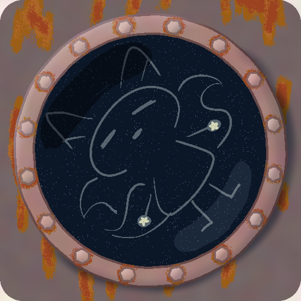 bee floating outside a rusted pressurized port in deep ocean