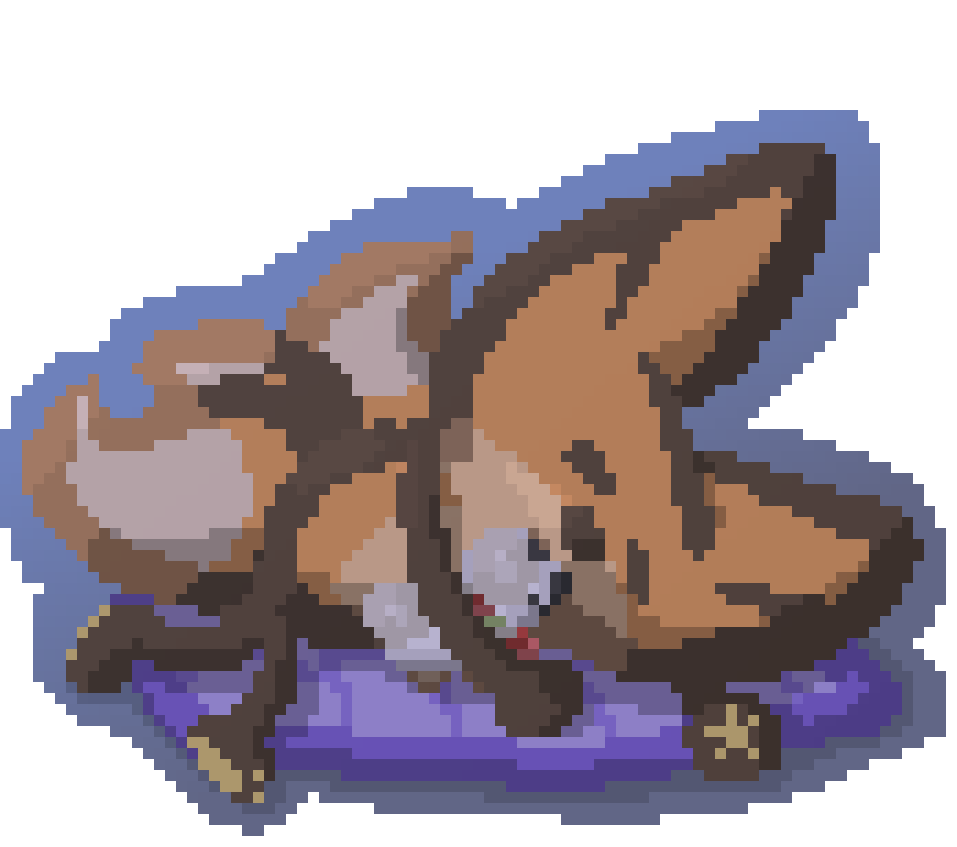 bee sleeping cozily with a plush lamb on a purple mat