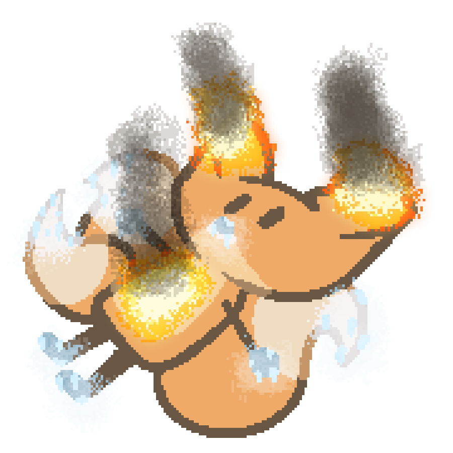 bee with star extremities freezing cold but star body and ears on fire