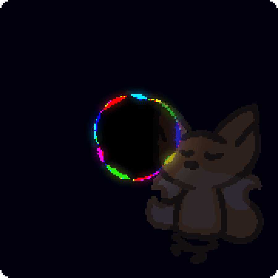 bee meditating, floating a cyan, magenta, and yellow energy around, combining and separating them