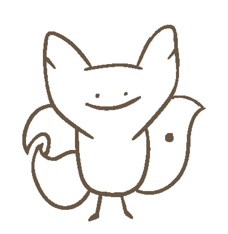 a three tailed fox, with a ditto face, pulls a black void out of nowhere like a cape, and vanishes behind it.