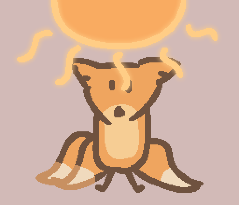 a three tailed fox melting in the oppressive sun