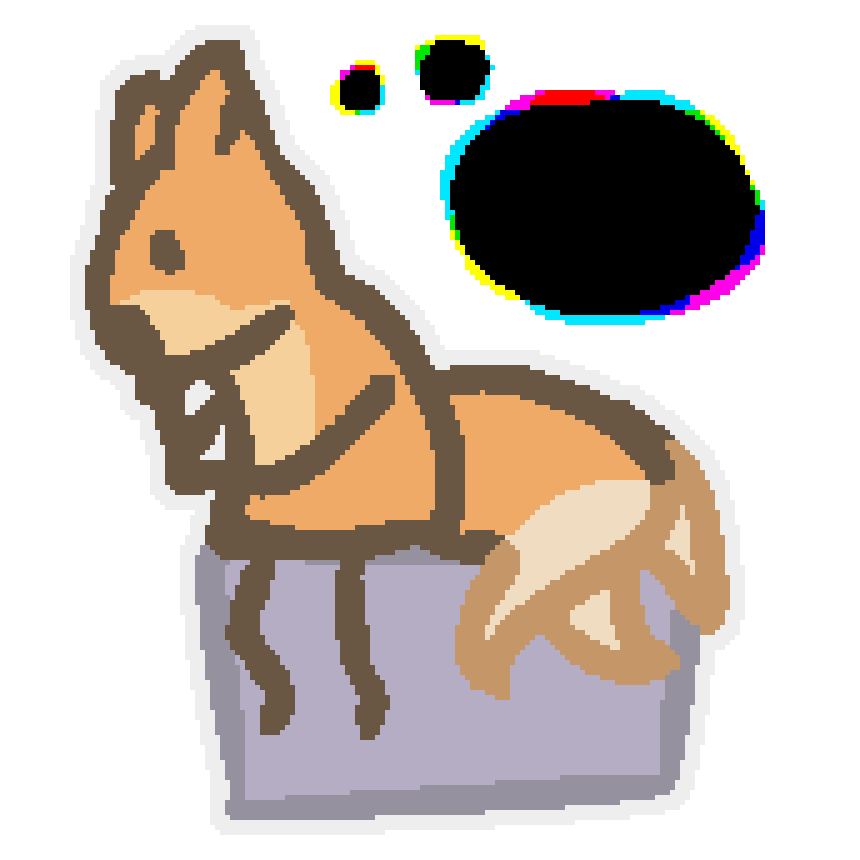 A three tailed fox sitting on a block in the pose of the thinker statue. they have some thought bubbles floating off them in the style of black holes